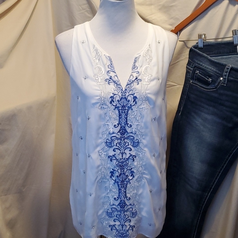 WHBM Embroidered Blouse SZ LG